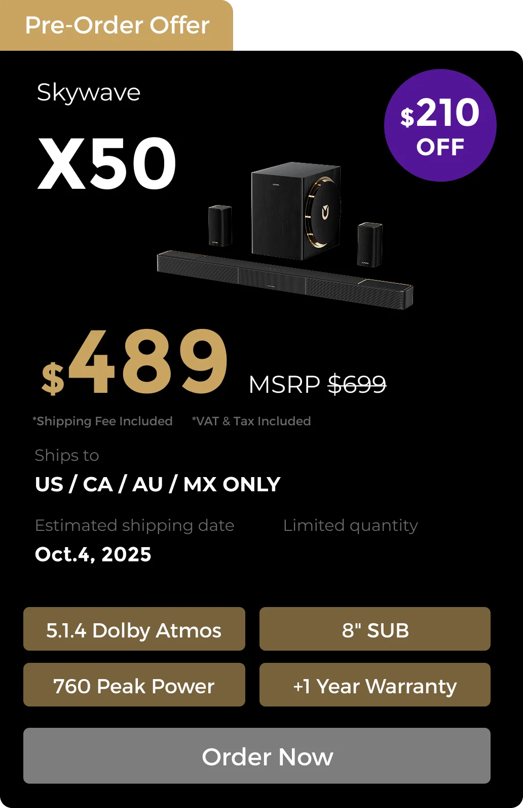 Skywave X50 5.1.4 Soundbar