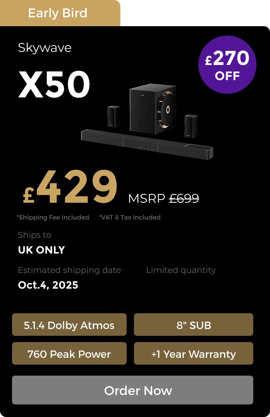 Skywave X50 5.1.4 Soundbar