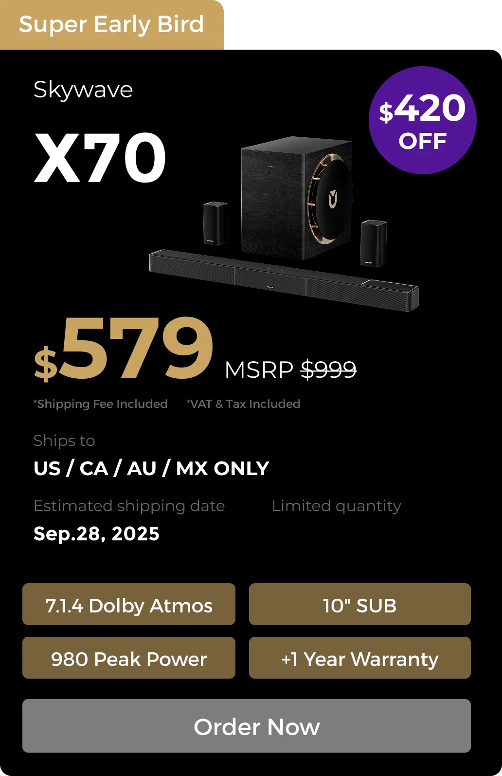 Skywave X70 7.1.4 Soundbar