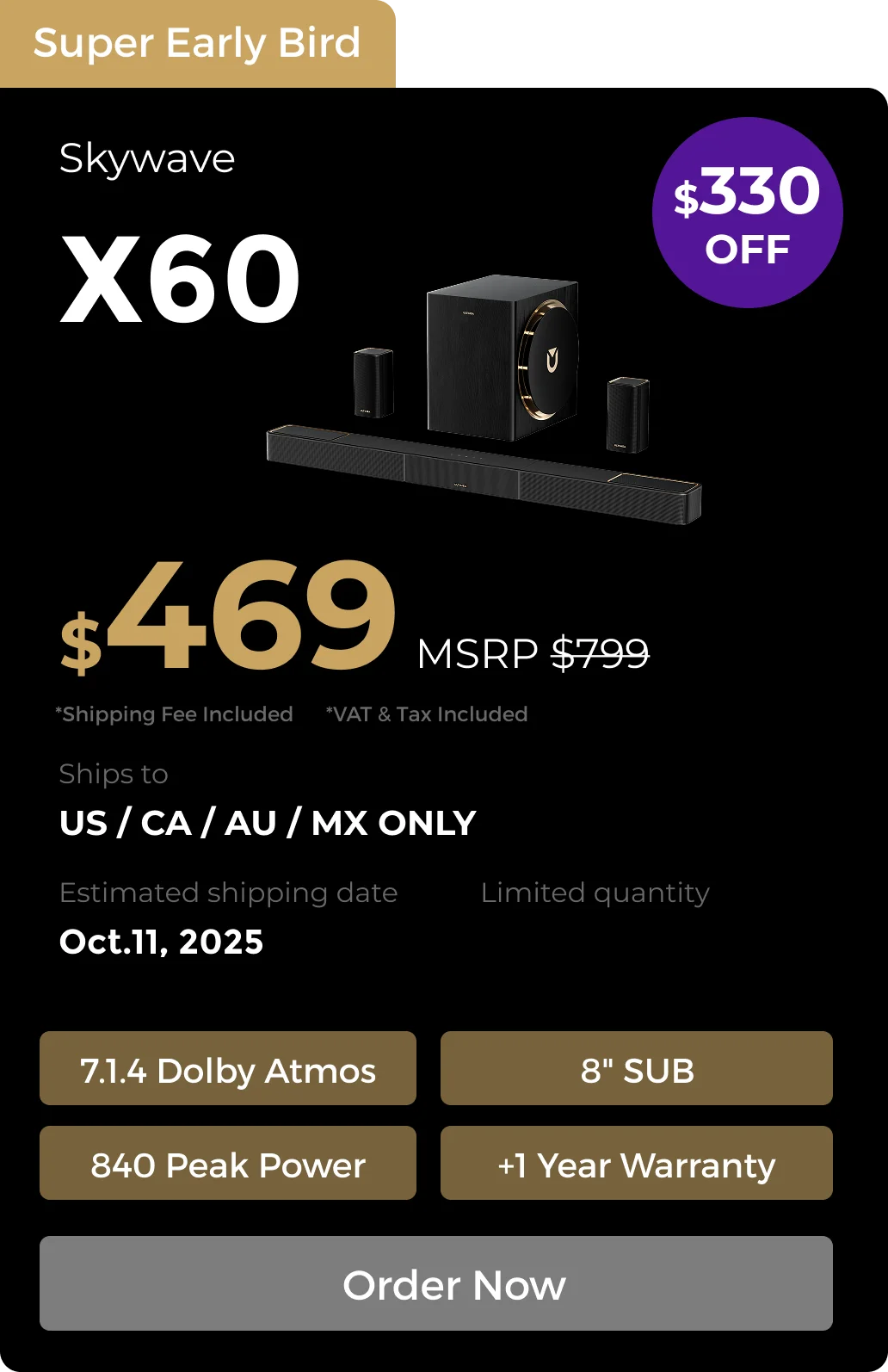 Skywave X60 7.1.4 Soundbar