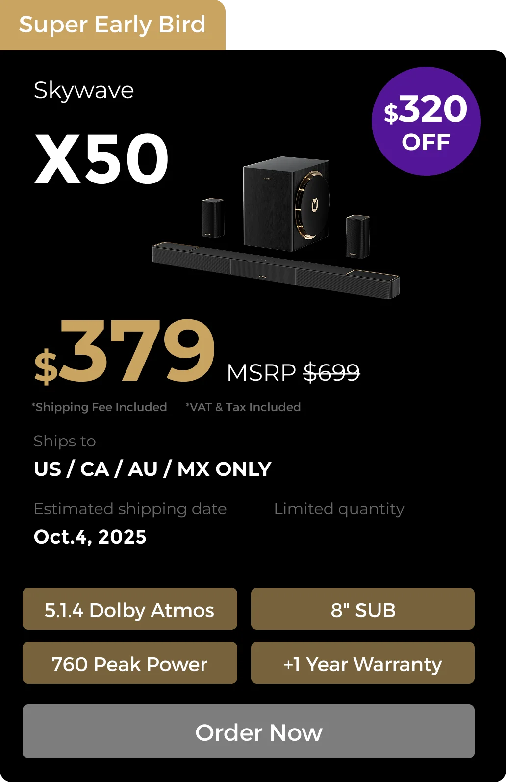 Skywave X50 5.1.4 Soundbar