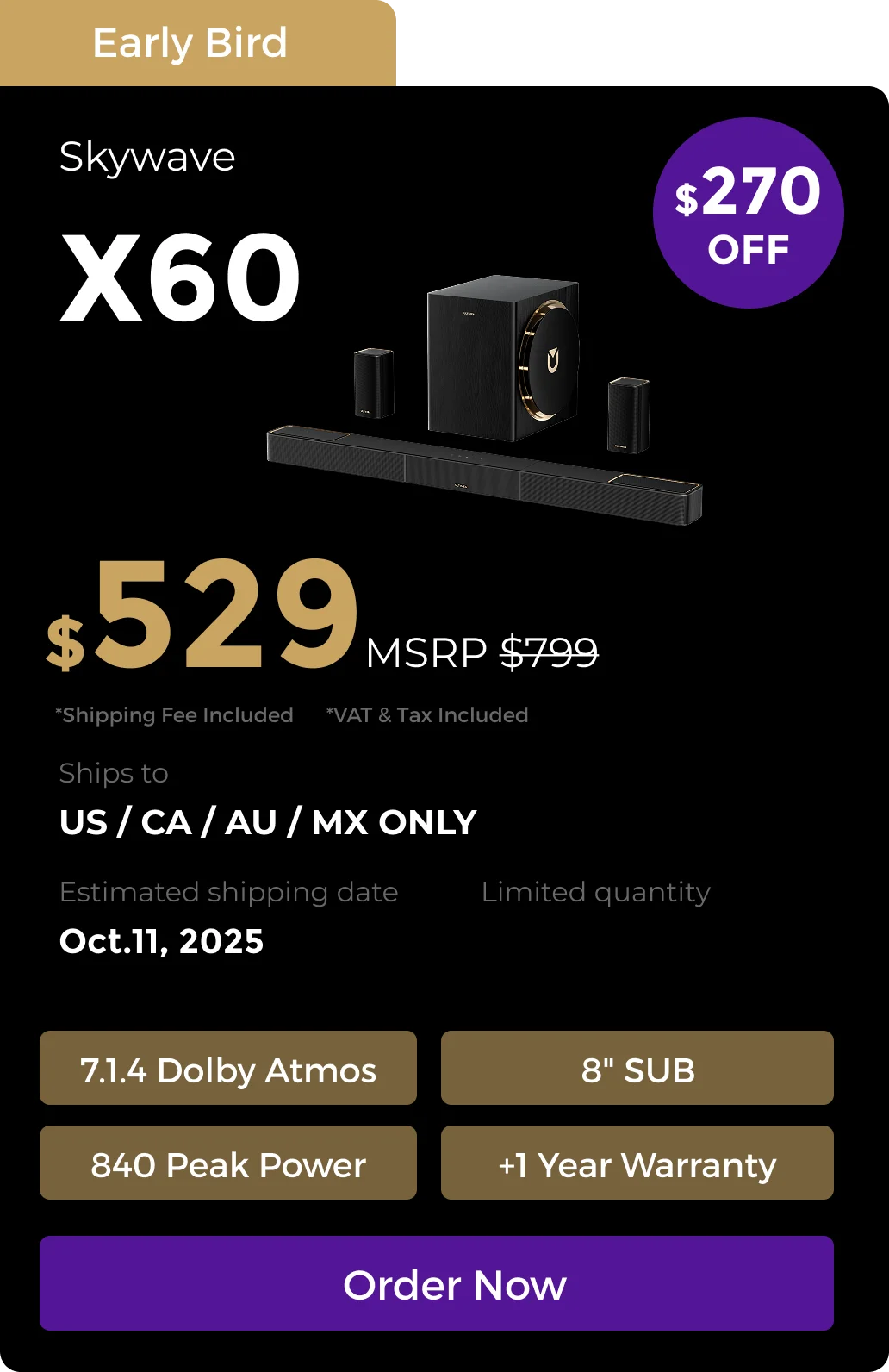 Skywave X60 7.1.4 Soundbar