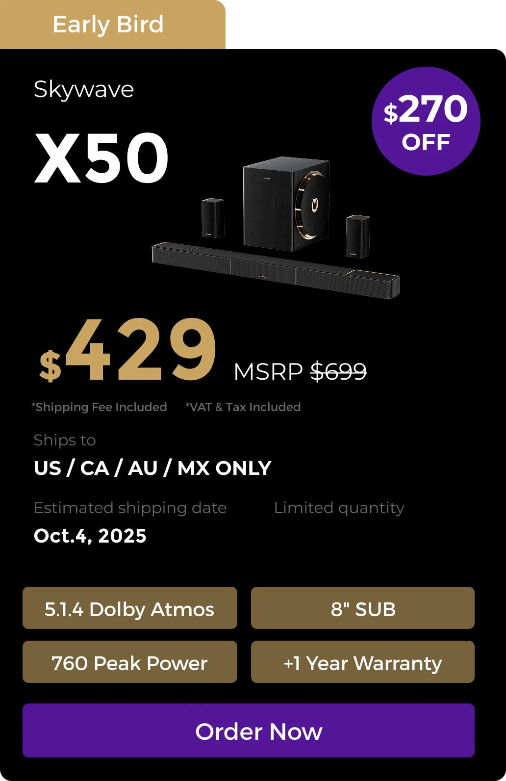 Skywave X50 5.1.4 Soundbar