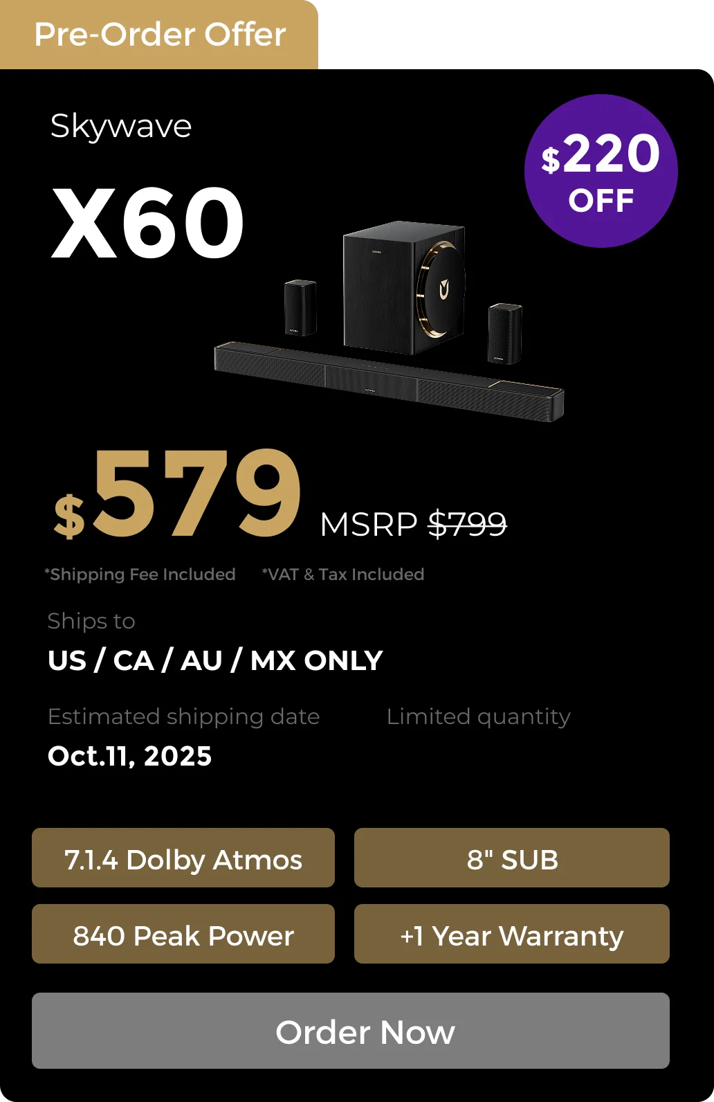 Skywave X60 7.1.4 Soundbar